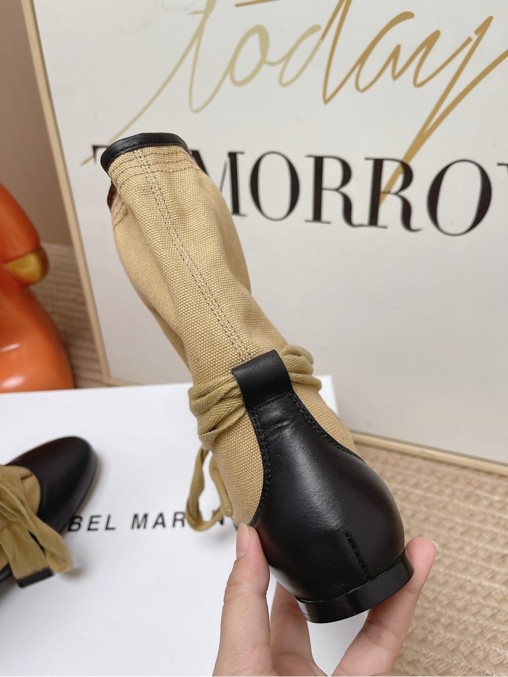 Isabel Marant Tan and Black Wrap Lace-Up Boots - Picture 7 of 8